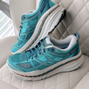 HOKA Stinson 3 ATR trail running shoes size 9 teal turquoise gray